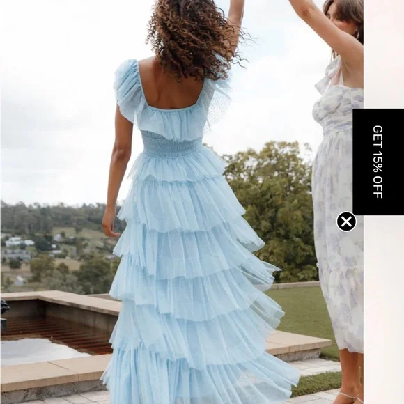 Blue Ruffled Maxi Dress - Picture 8 of 11